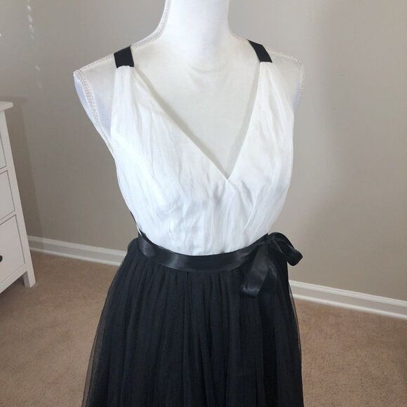 Asos Tulle Dress Size 8 Black White Ballerina Prom Fairie Ribbon Wrap Bodice - Picture 11 of 12